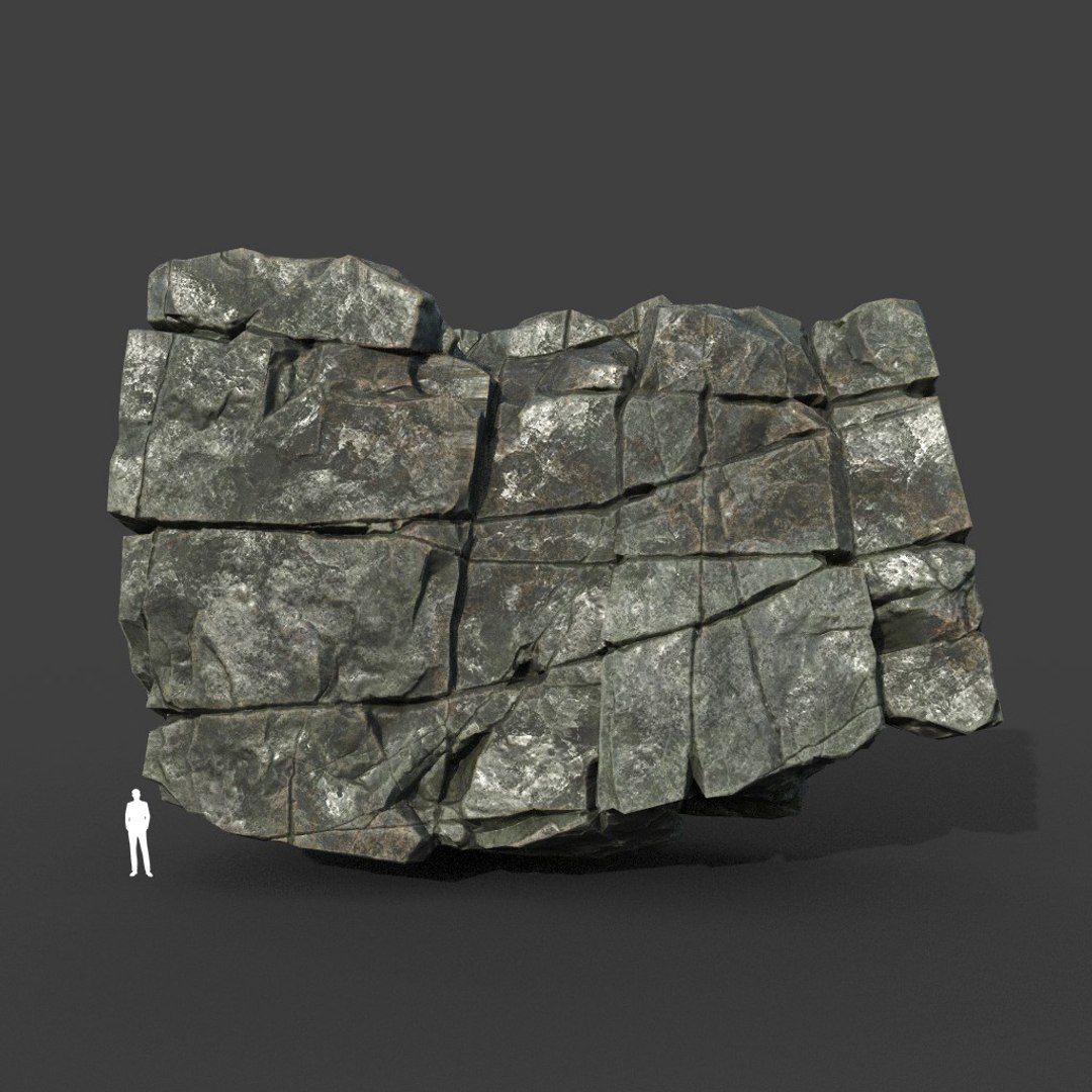 3D Model Low Poly PBR Black Cracked Modular Rock - TurboSquid 2164243