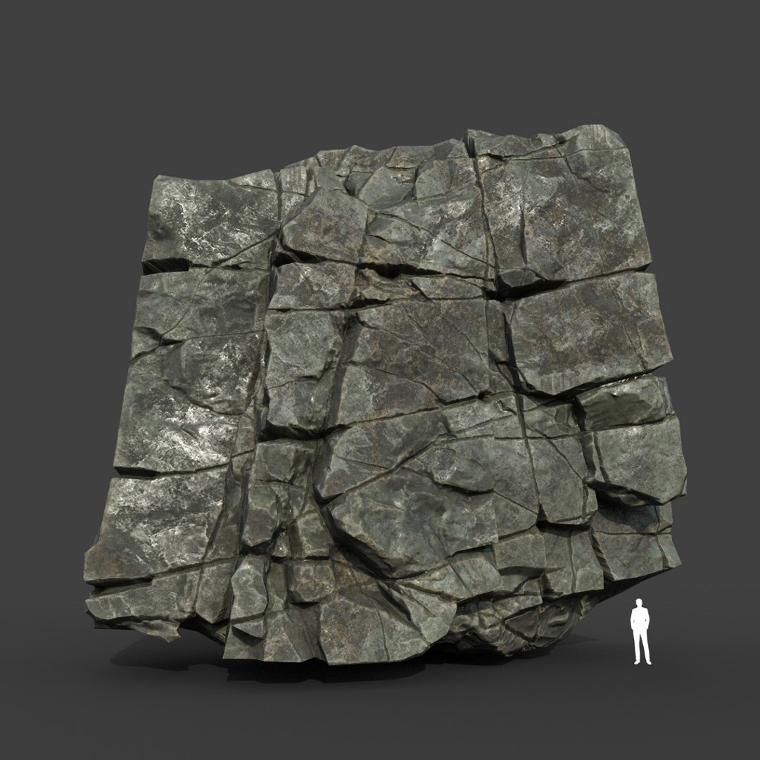 3D Model Low Poly PBR Black Cracked Modular Rock - TurboSquid 2164243