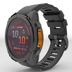 3D Garmin Fenix 8 AMOLED Steel Slate Gray with a Black Silicone Strap model