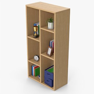 3D Wooden Bookshelf Set model