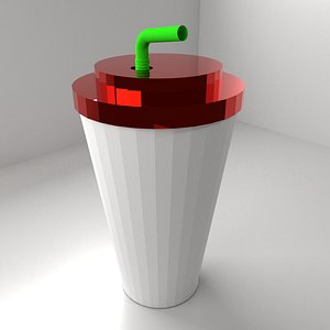 Low Poly Plastic Cup with Topper and Straw 3D model