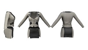 3D Ladies Double Slit Mini Skirt Jacket Suit model