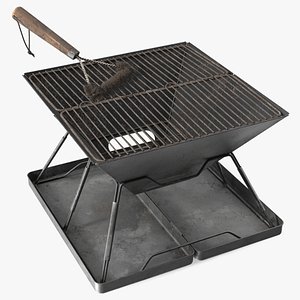 Dirty Foldable Grill with Grate and Cleaning Brush