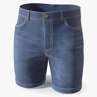 Classic Denim Shorts Mid Length Blue