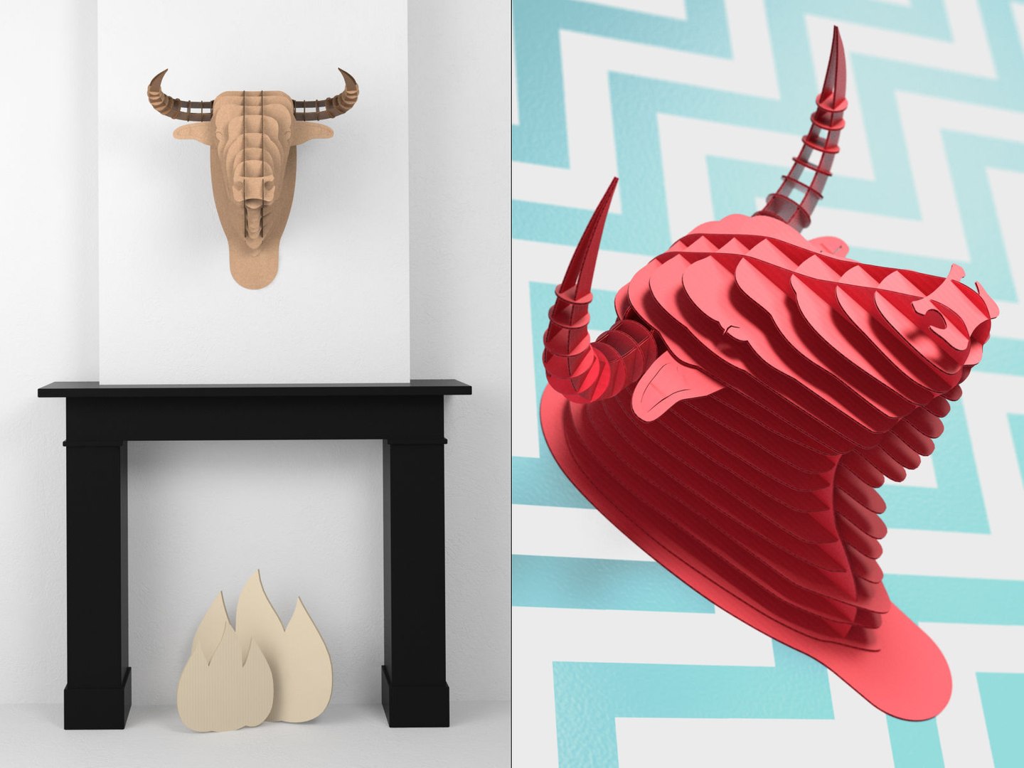 Cardboard Safari Toro Bull Head Model - TurboSquid 1225895