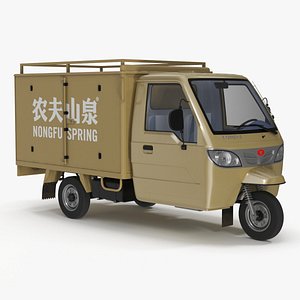 Delivery Trike with Close Body Beige 3D model