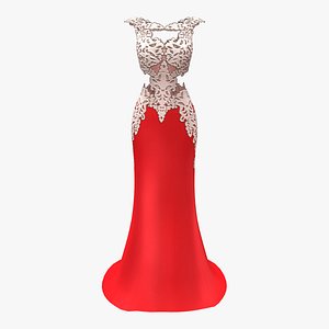 Luxury Rhinestone Satin Prom Wedding Dress 3D model