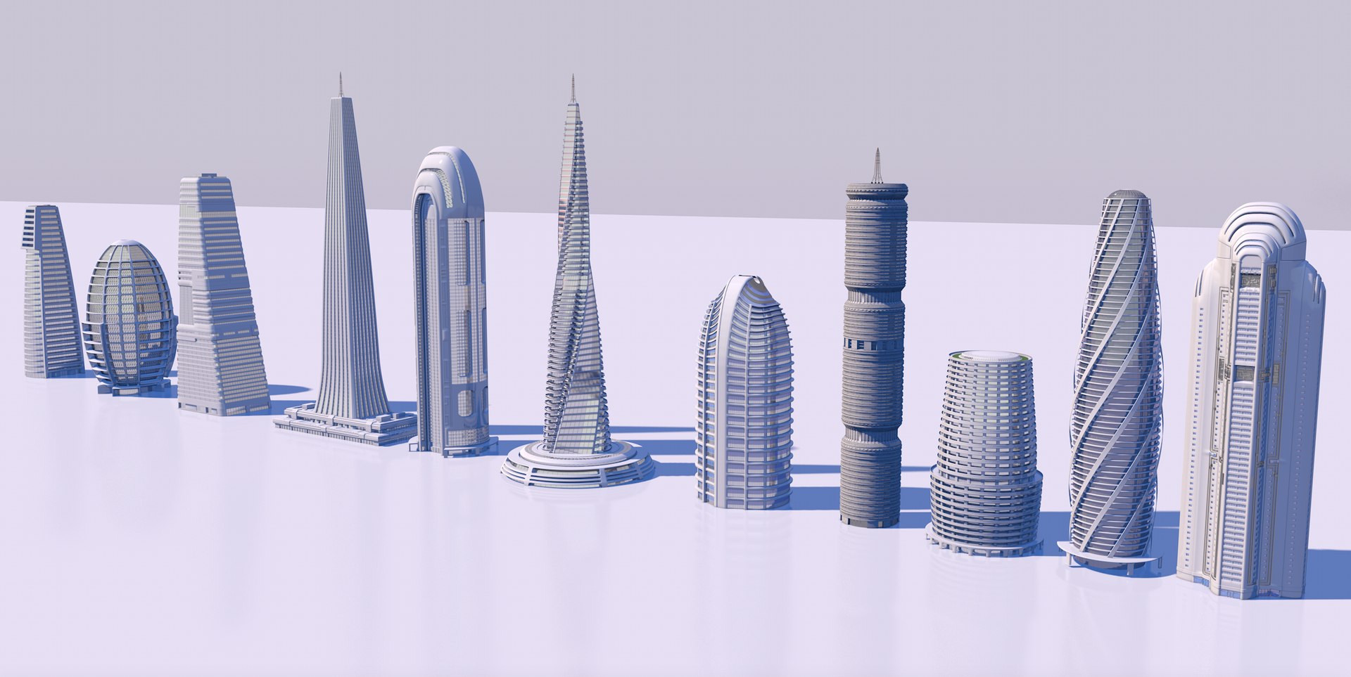 Skyscraper Futuristic Downtown 3D Model - TurboSquid 1543019