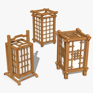 Japanese Paper Lantern Pack 3D model