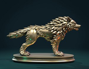 fantasy wolf sculpture figure 3D model