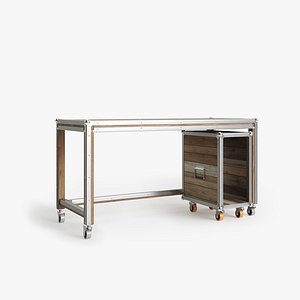 Vintage style Compartment and office table with old wood material in Roadie collection by Karpenter