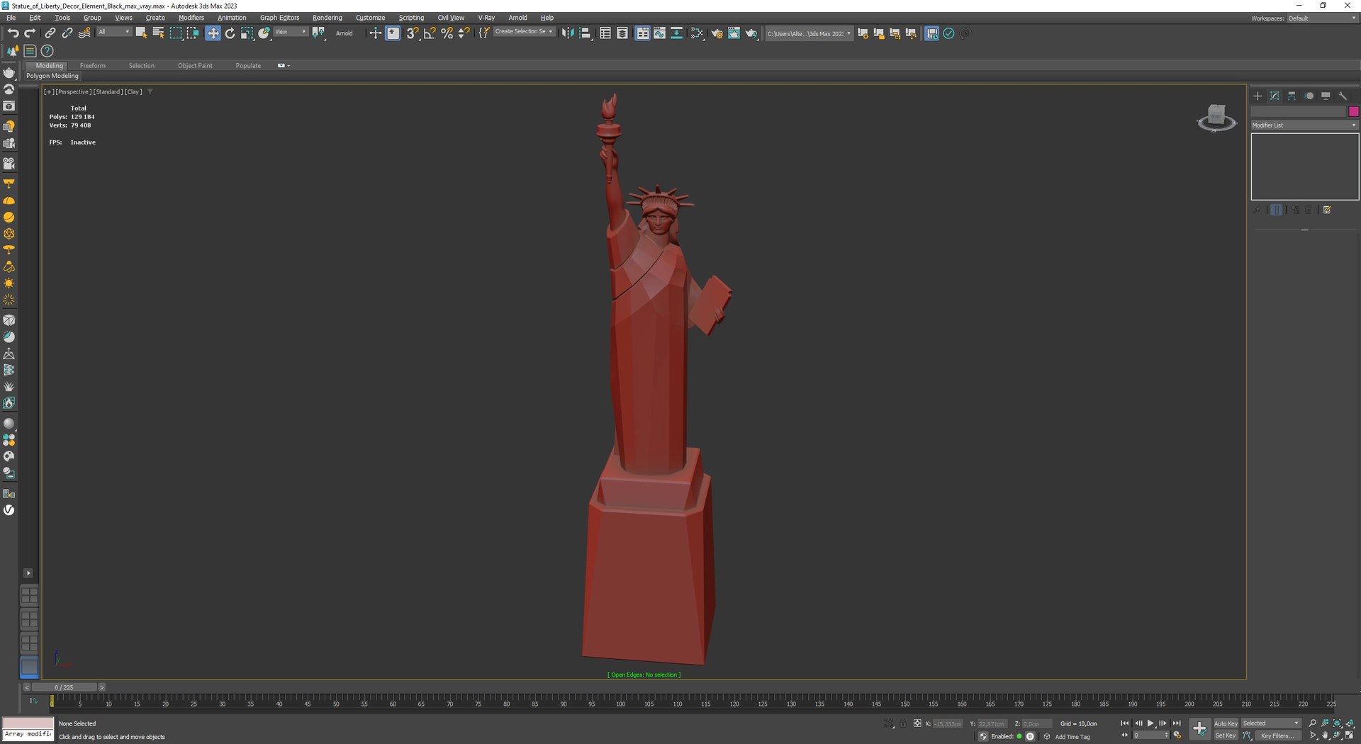Statue Of Liberty Decor Element Black For 3D Print 3D Model