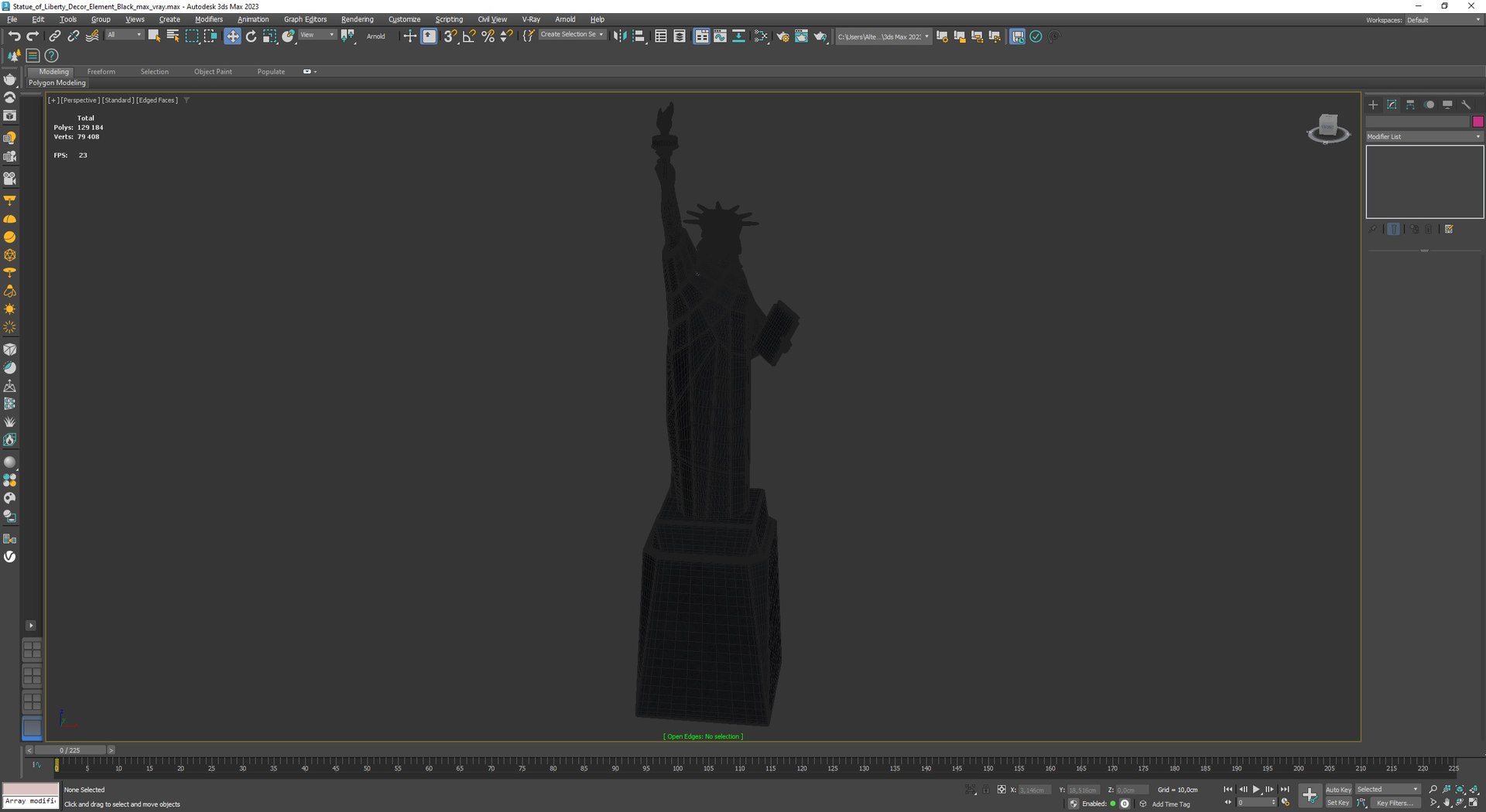 Statue Of Liberty Decor Element Black For 3D Print 3D Model