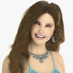 3d meg female rigged woman model