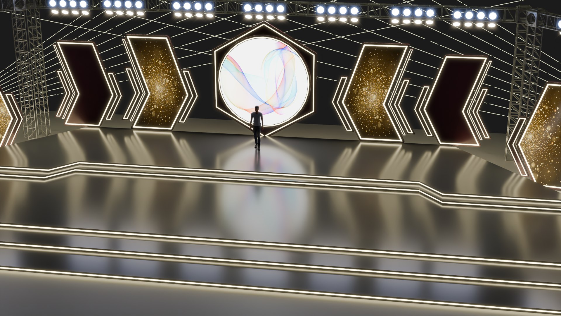 Entertainment Concert Event Stage 3D Model With Lights 3D Model ...