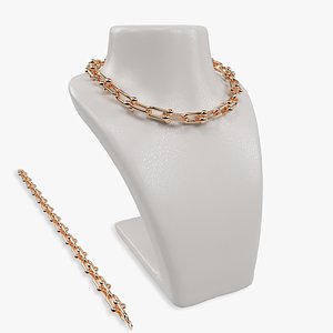 3D Tiffany Handwear Rose bold graduated link Necklace