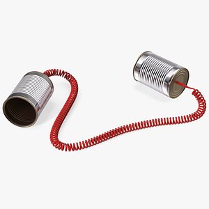 3D Tin Can Phone with Coiled Cord model