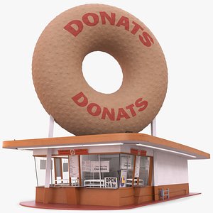 Giant Donut Sign Bakery Building