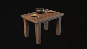 Medieval Table With Stew Game Ready