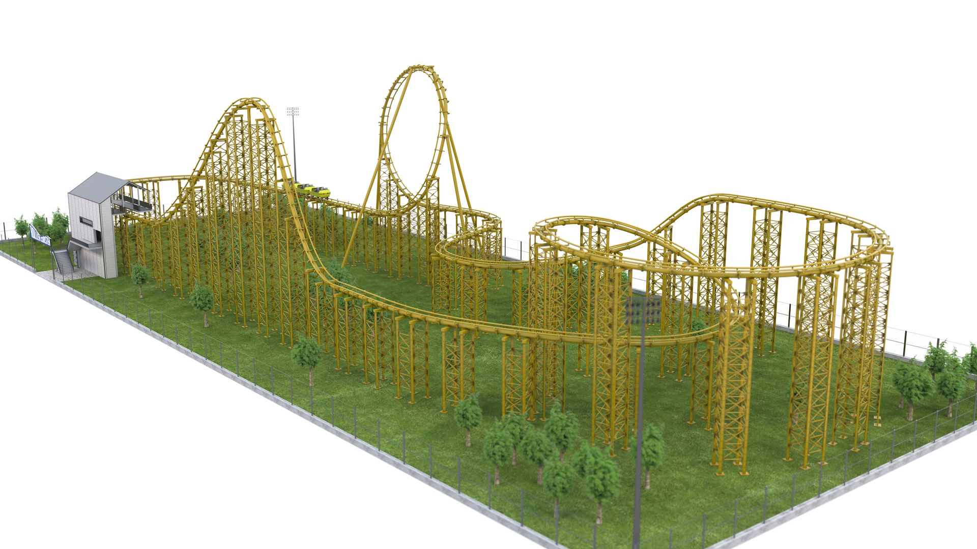 3D Roller Coaster Park Yellow TurboSquid 1922726