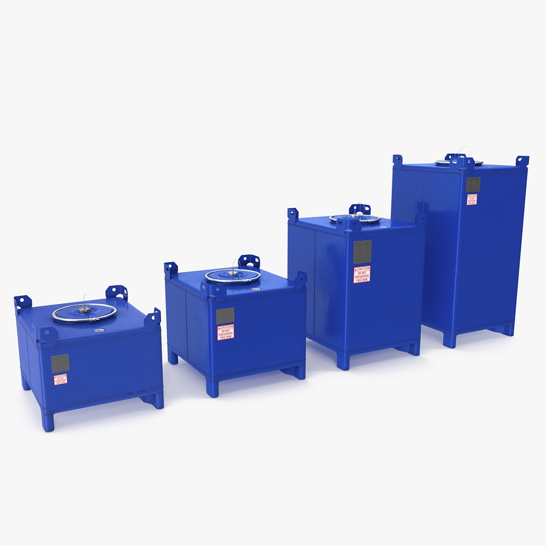 120-550 Gallon Stainless Steel IBC Container Blue Set 3D model preview