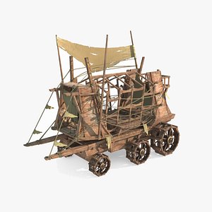 Ancient large animal powered carts 3D model