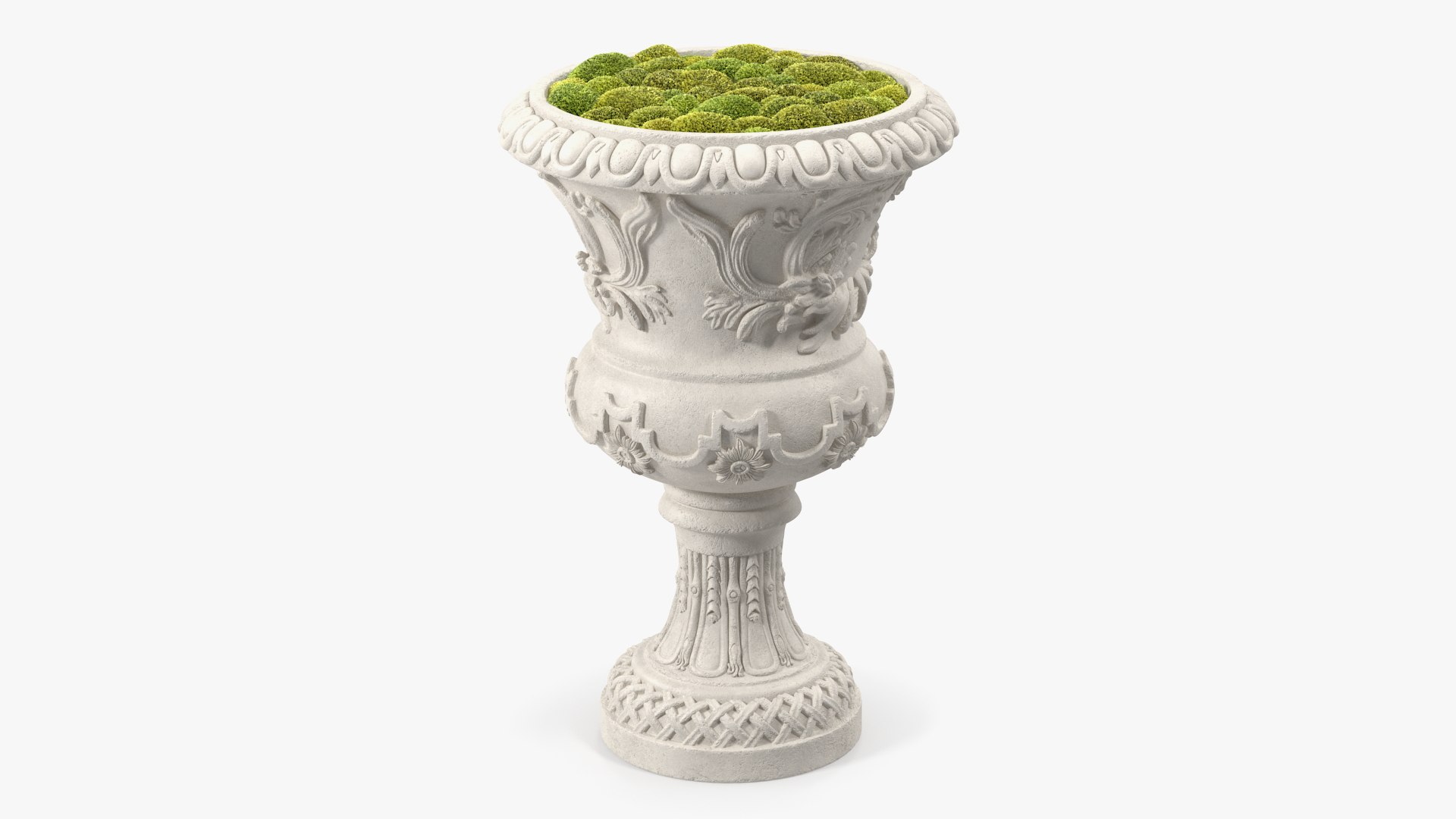 Planter Urn With Moss Garden h75 3D model preview