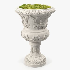 Planter Urn With Moss Garden h75 3D model