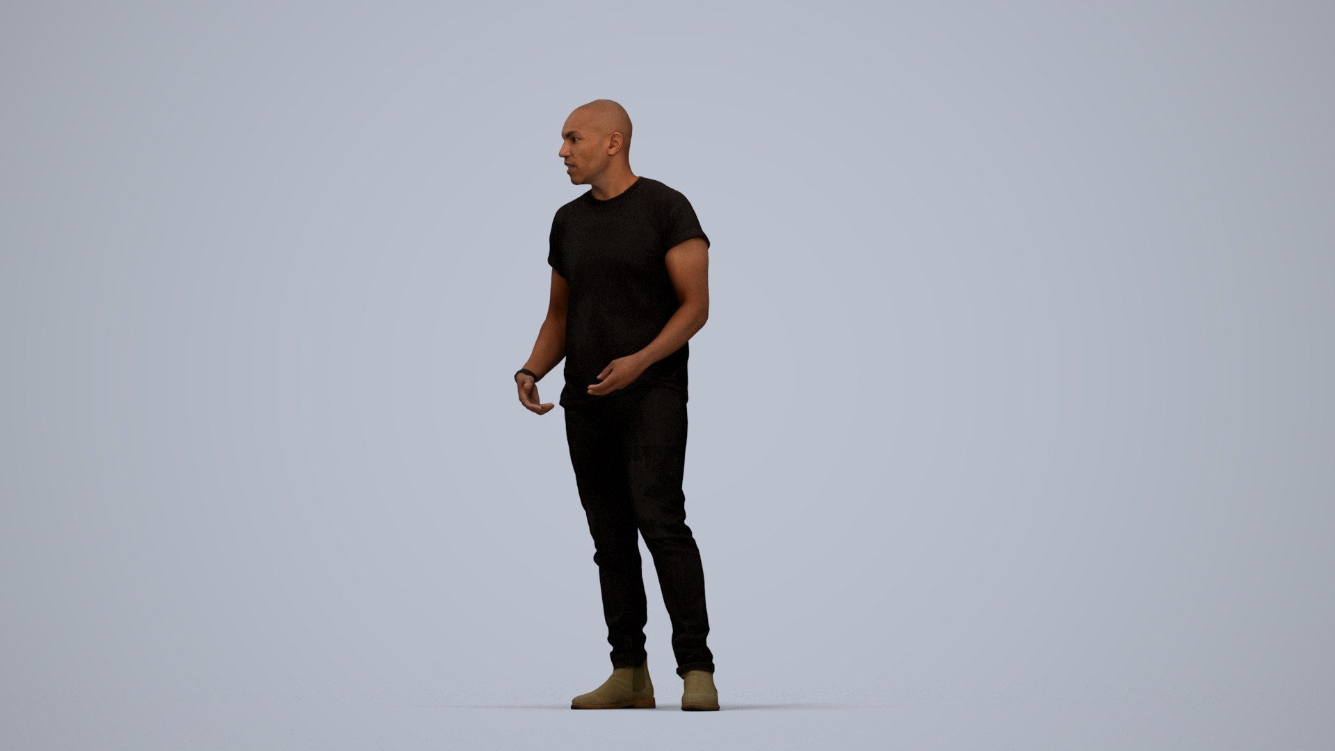 3D 00356Carl007 - Adult Black Man Waiting In Public Space Wearing ...
