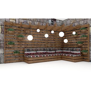 3D model wooden garden corner