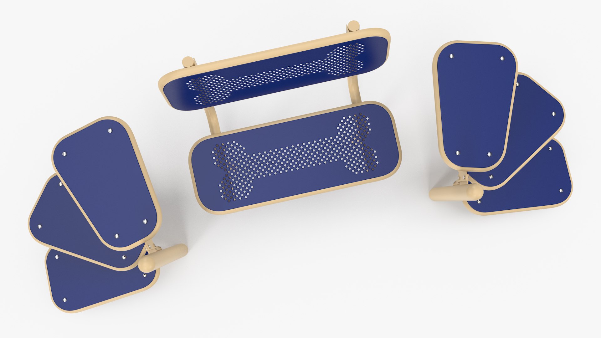 3D Pal Bench For Dog Park Blue Model - TurboSquid 2050996