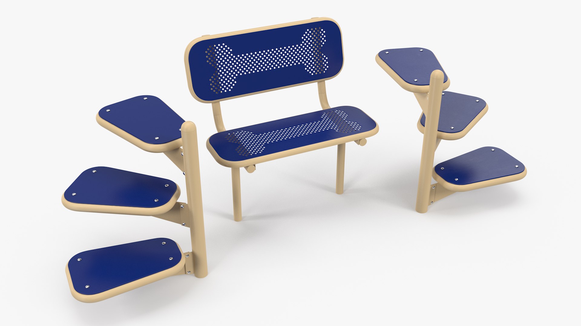 Pal Bench for Dog Park Blue 3D model preview