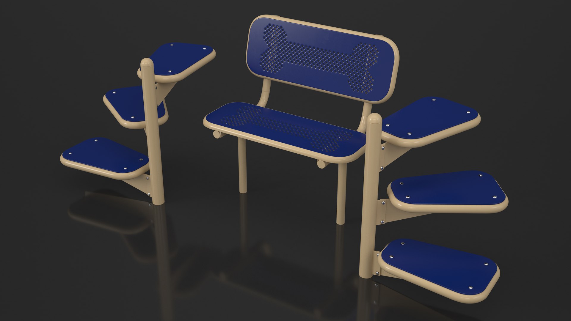 3D Pal Bench For Dog Park Blue Model - TurboSquid 2050996