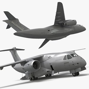 3D Embraer C 390 Jet Transport Military Aircraft Rigged for Cinema 4D model
