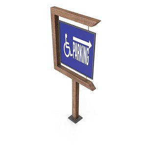 3D model 3D Directional Sign Model with Wooden Legs and Arms