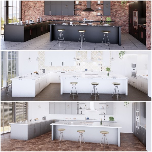 3D create kitchen revit parametric model