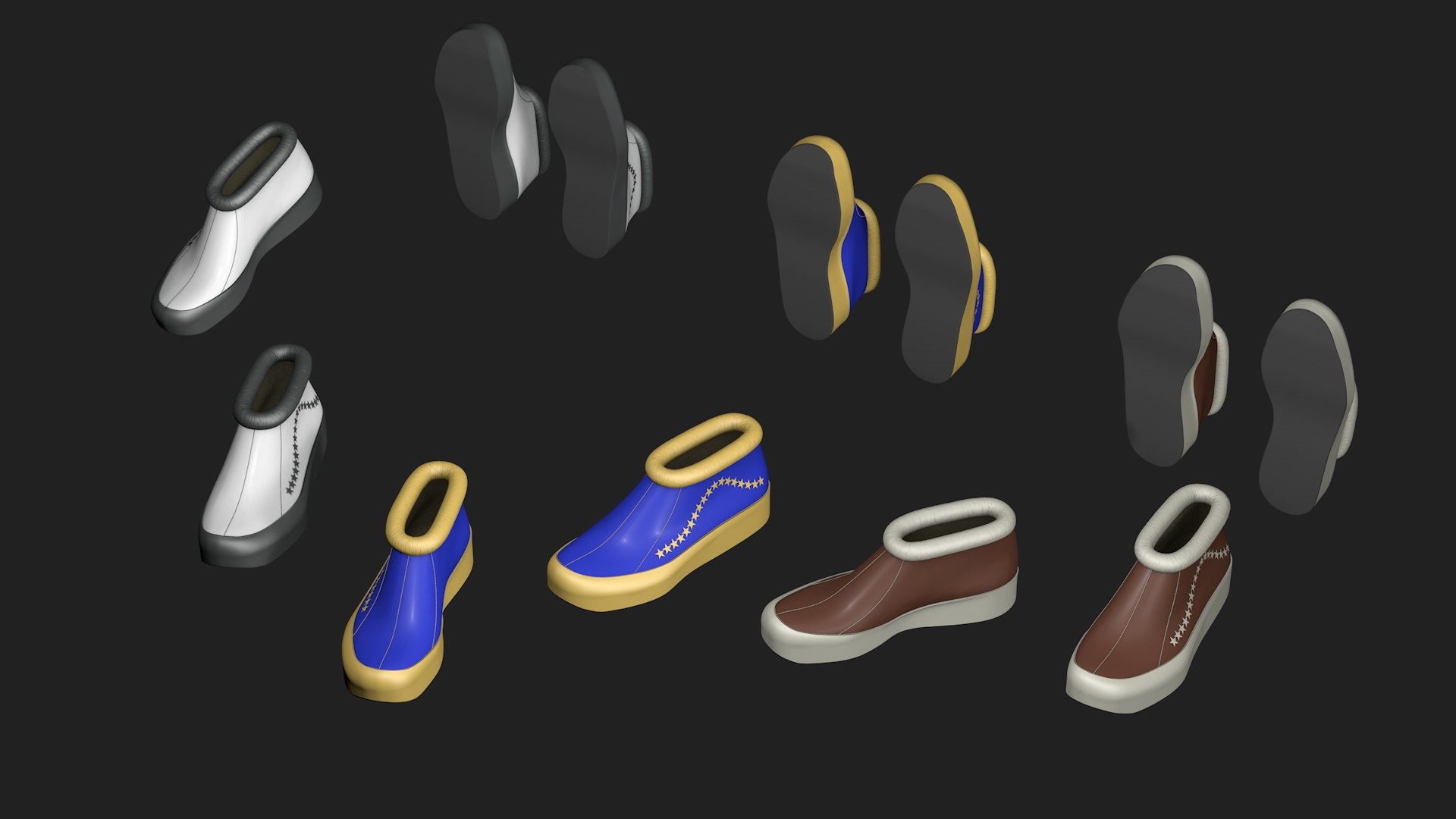 Unisex shoes star character 3D model https://p.turbosquid.com/ts-thumb/XJ/lKFwBs/Gk/unisexshoes5/jpg/1718366246/1920x1080/fit_q87/e6b6523ffc10aa7f5d65b1fb0cff0228a8608b9a/unisexshoes5.jpg