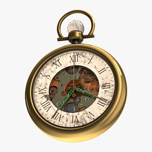 3D Inlay Antique Pocket Watch Animated model