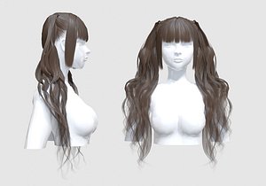 3D Pigtails Bangs Hair model