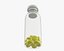 Medicine small glass bottle with pills