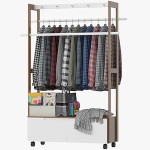 Coat Hanger with Drawers 3D