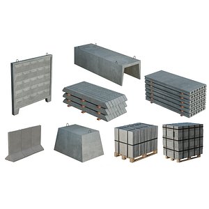 3D Concrete Construction Materials Collection model