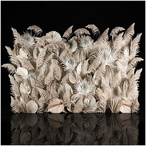 Vertical garden wall made of dry palm branches and pampas grass
