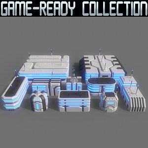 3D PBR Sci-Fi Building A 01-10 Collection