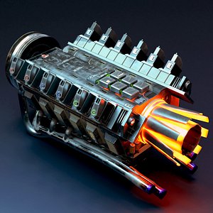 Sci Fi car jet engine - Game Ready
