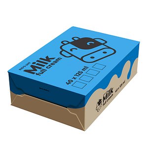 40 x 125 ml milk  carton package 3D model