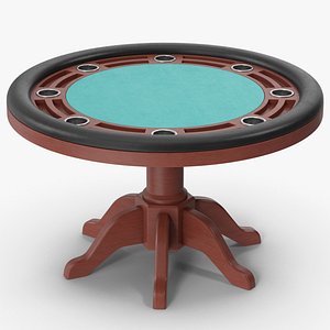 Wooden Poker Game Table 3D model