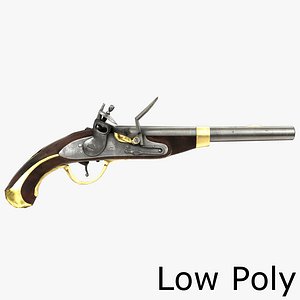 Flintlock Pistol Low Poly