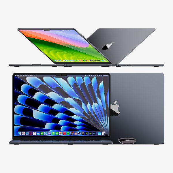 3D model Apple MacBook Air 15 inch Midnight 2023 With Magic Mouse 