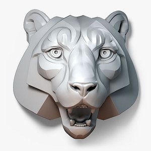stylized tiger animal sculpture 3D